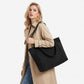 Large Canvas Tote Bag with Zip Closure Shoulder Straps for Work and Travel