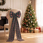Large Plaid Christmas Bow with Long Ribbon Tails