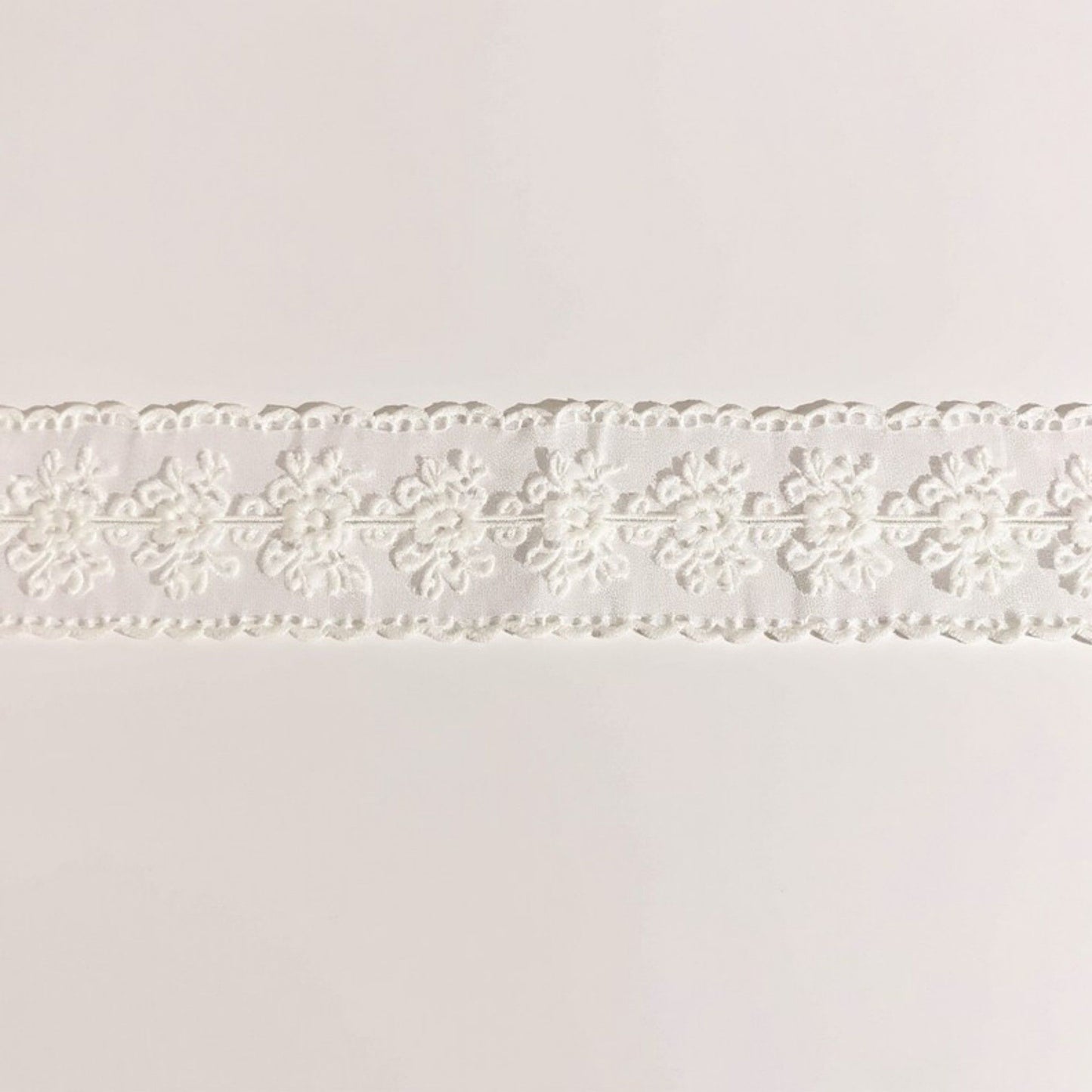 Sheer Floral Lace Belt with Long Tie Ribbon Accent 53in