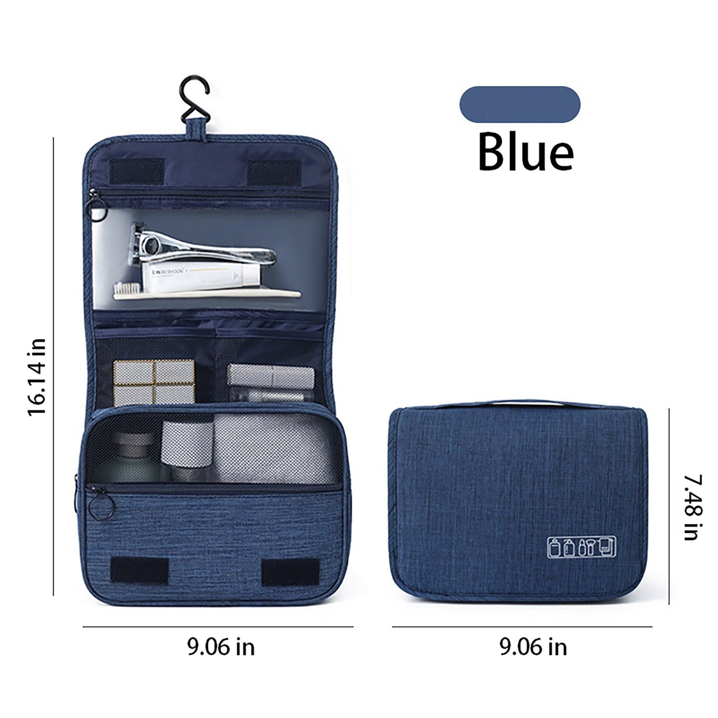 Hanging Toiletry Bag with Multiple Compartments Zipper Closure Travel Organizer Cosmetic Storage Case Portable