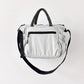 Nylon Crossbody Tote Bag with Top Handles and Multiple Zipper Pockets
