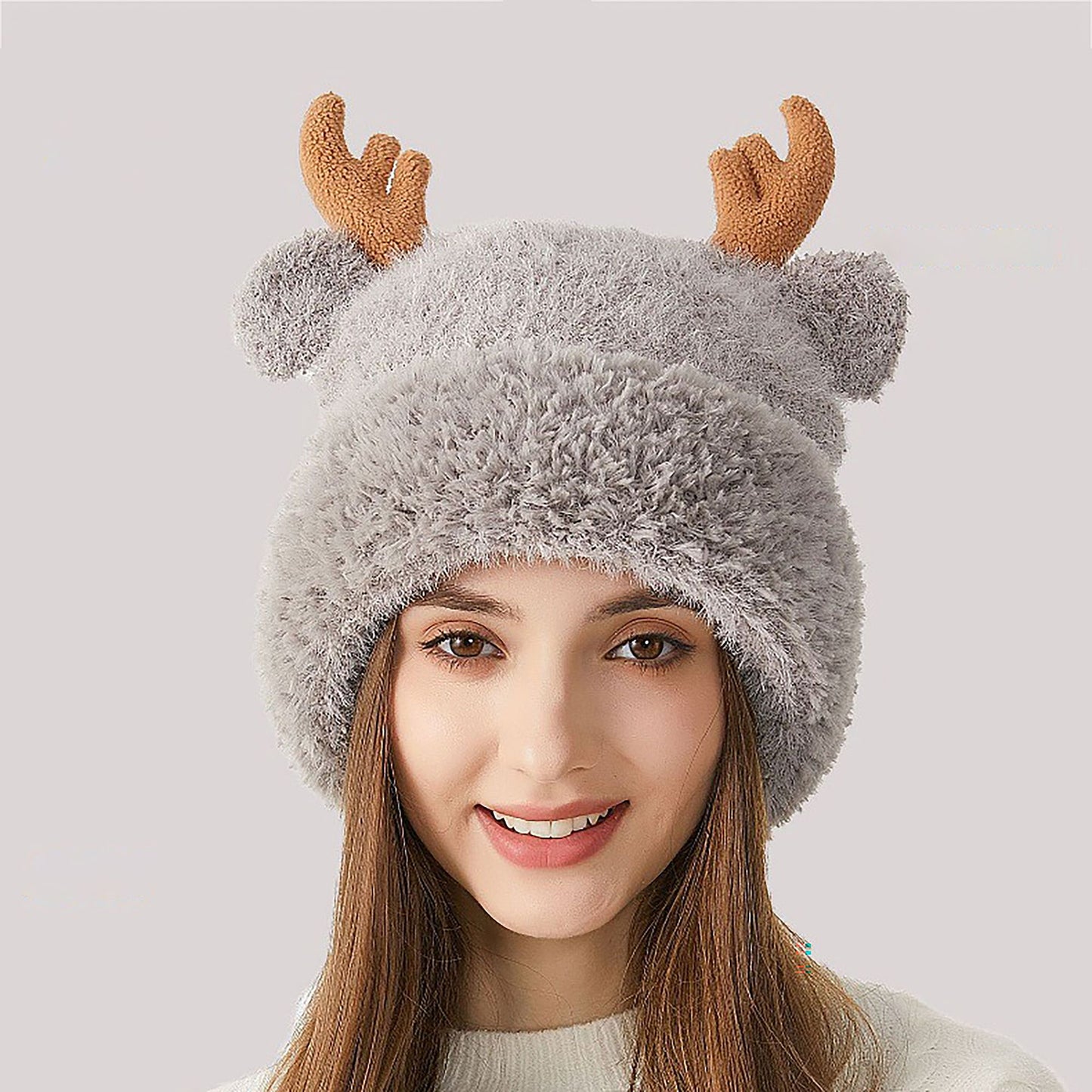 Reindeer Antler Fleece Hat - Cute & Warm Winter Accessory