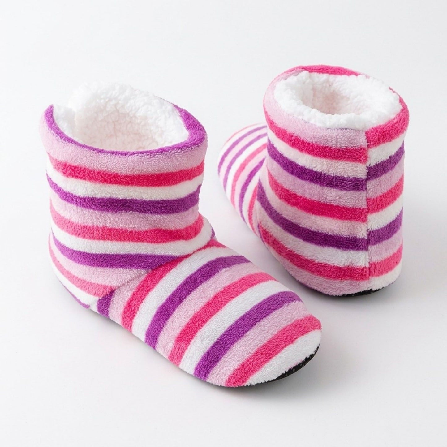 Striped Fuzzy Slipper Boots  US 5-10.5