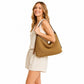 Woven Hobo Shoulder Bag with Zip Top and Large Capacity