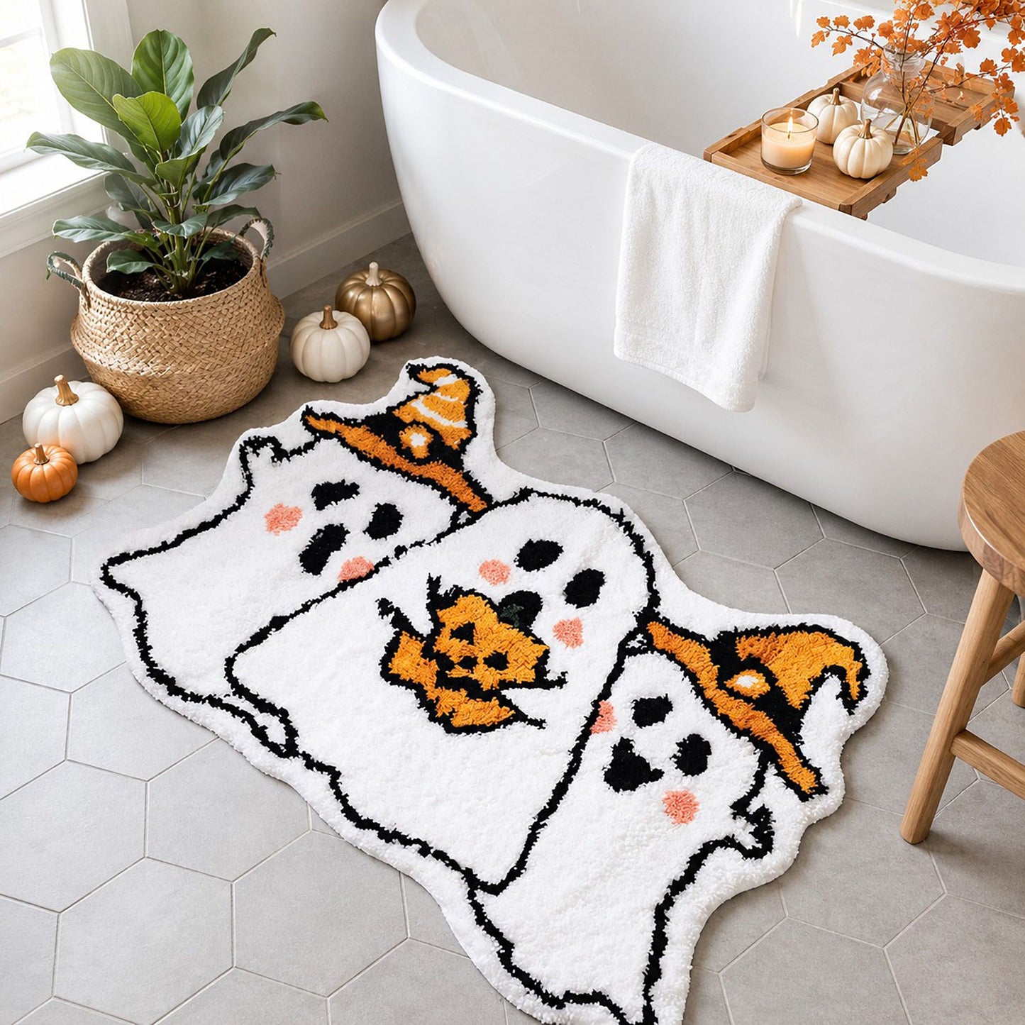 Halloween Character Shaped Bath Mat Nonslip Accent Rug 15.7 x 23.6 Inches