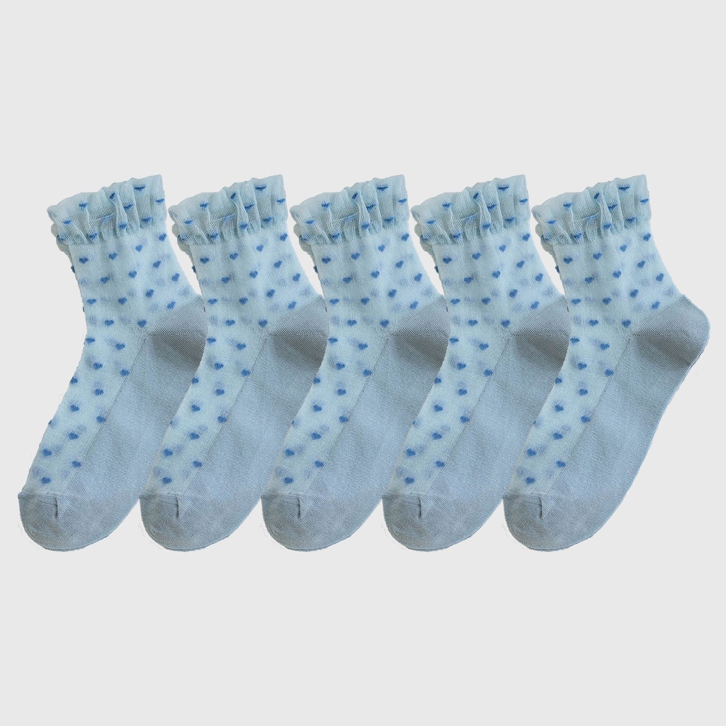 5pk Sheer Ankle Socks with Polka Dot Design