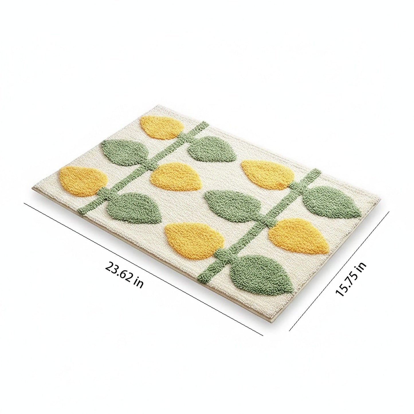 Tufted Floor Mat with Floral Daisy Pattern Non Slip Backing Soft Plush Decorative Scalloped Edge Rug