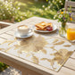 4 Piece Floral Placemat Set Metallic PVC Heat Resistant Table Mats for Dining Table