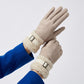 Faux Suede Gloves with Plush Faux Fur Cuffs and Buckle Detail
