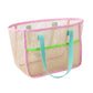 Mesh Tote Bag with Colorblock Trim and Shoulder Handles
