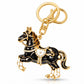 Horse Rhinestone Keychain Bag Charm with Gold Tone Clasp and Key Ring