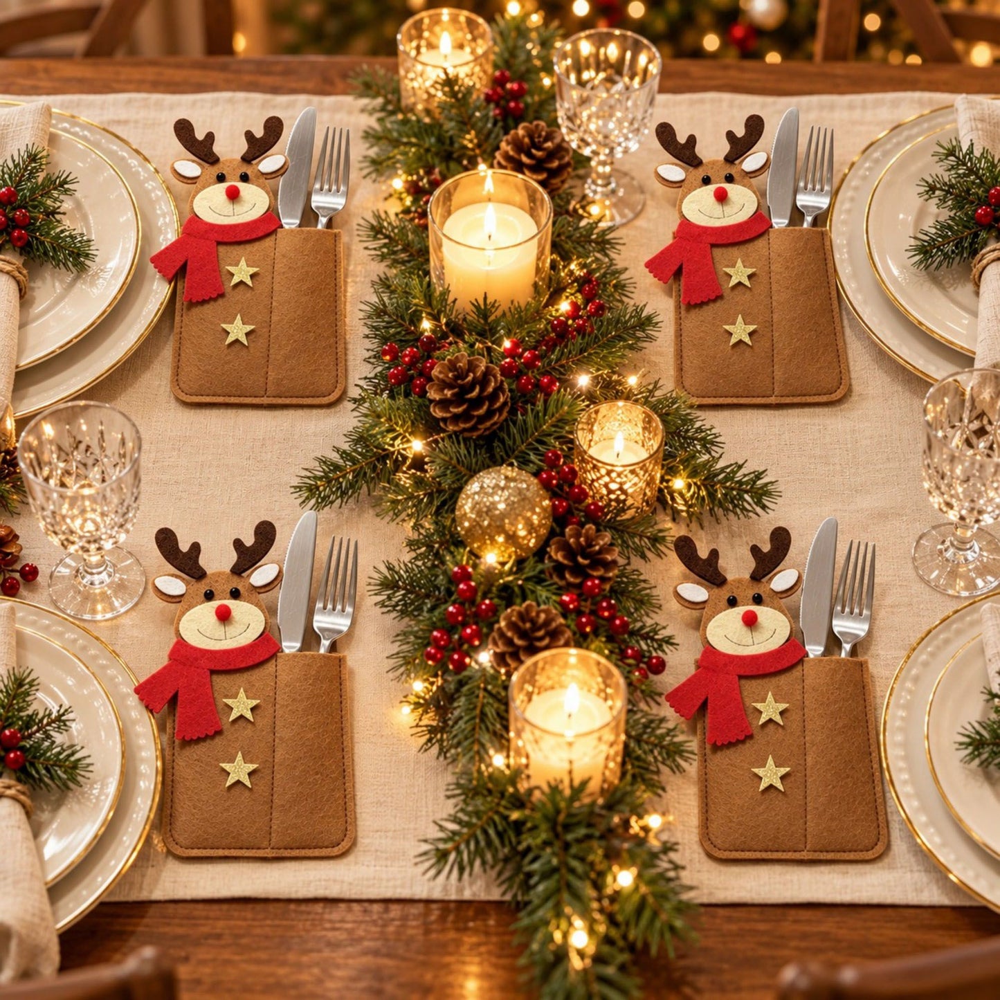 4pk Santa Christmas Silverware Holders