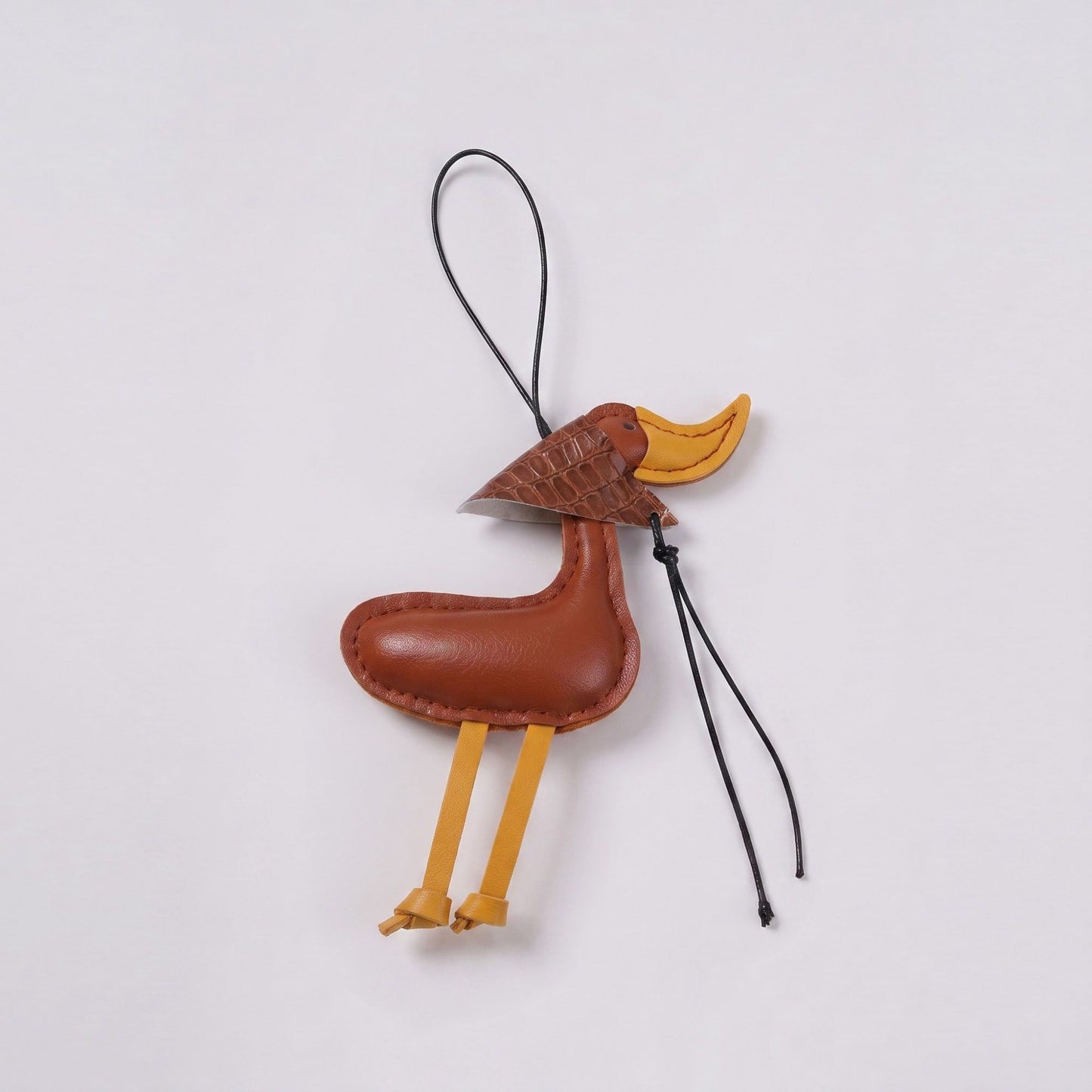 Duck Bag Charm with Beak and Patterned Scarf Accent