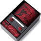Men's Floral Print Tie Gift Set with Matching Pocket Square Cufflinks and Silver Tie Clip
