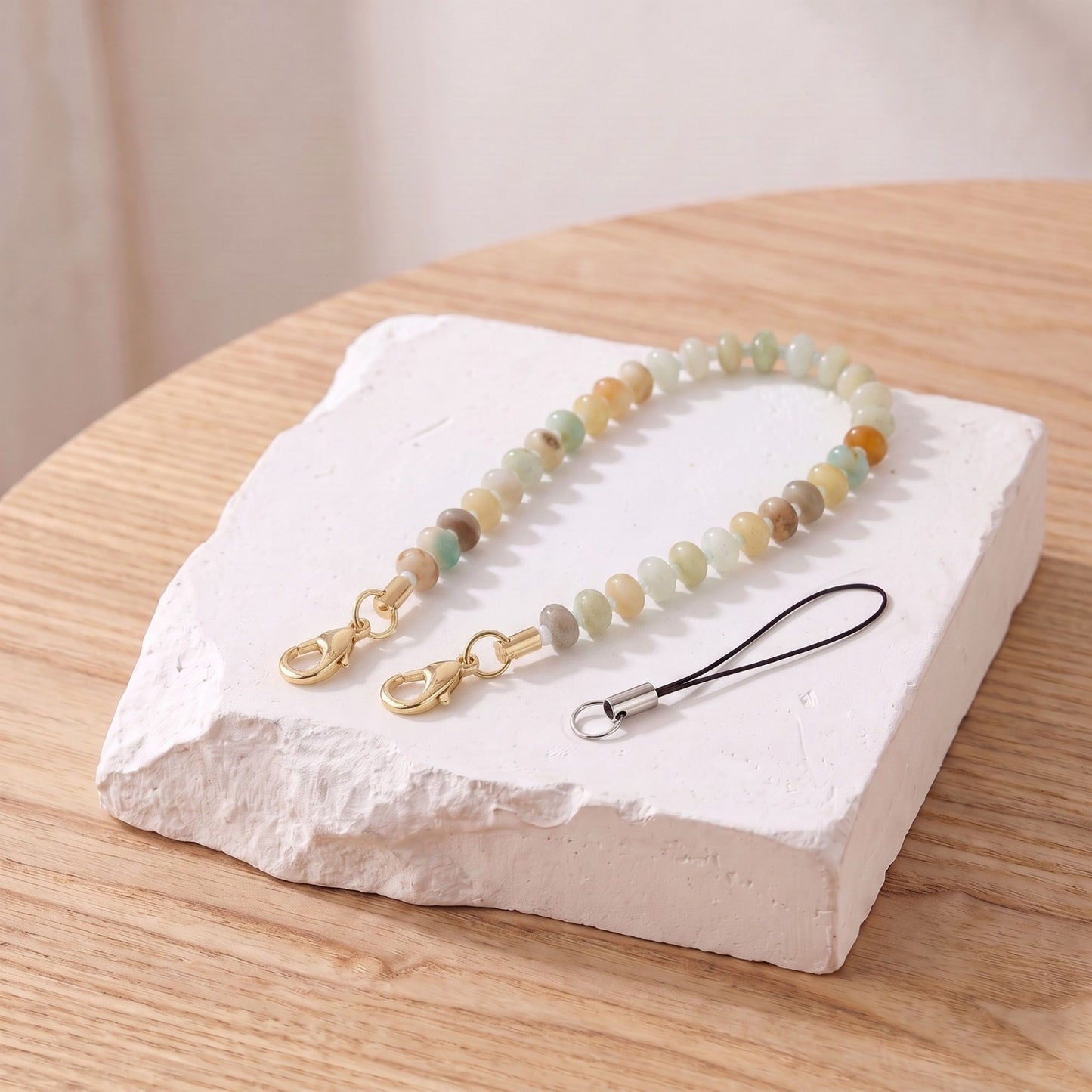Beaded Phone Wrist Strap with Removable Clasps