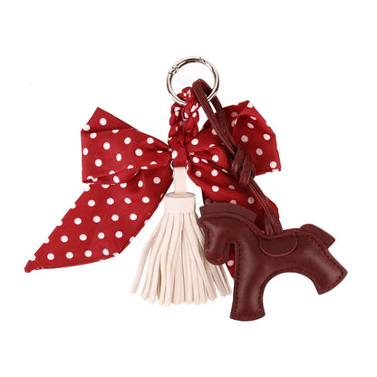 Horse Bag Charm with Polka Dot Bow Tassel and Key Ring