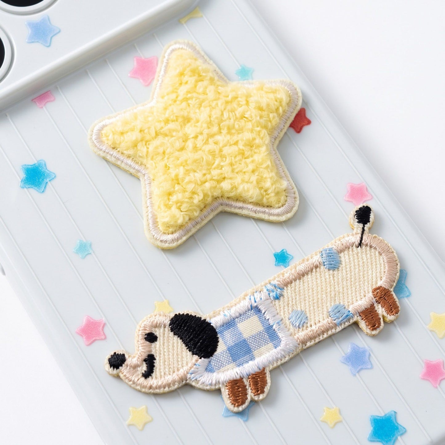 Dog Patch Star Phone Case Textured Back Raised Camera Edge Decorative Cover