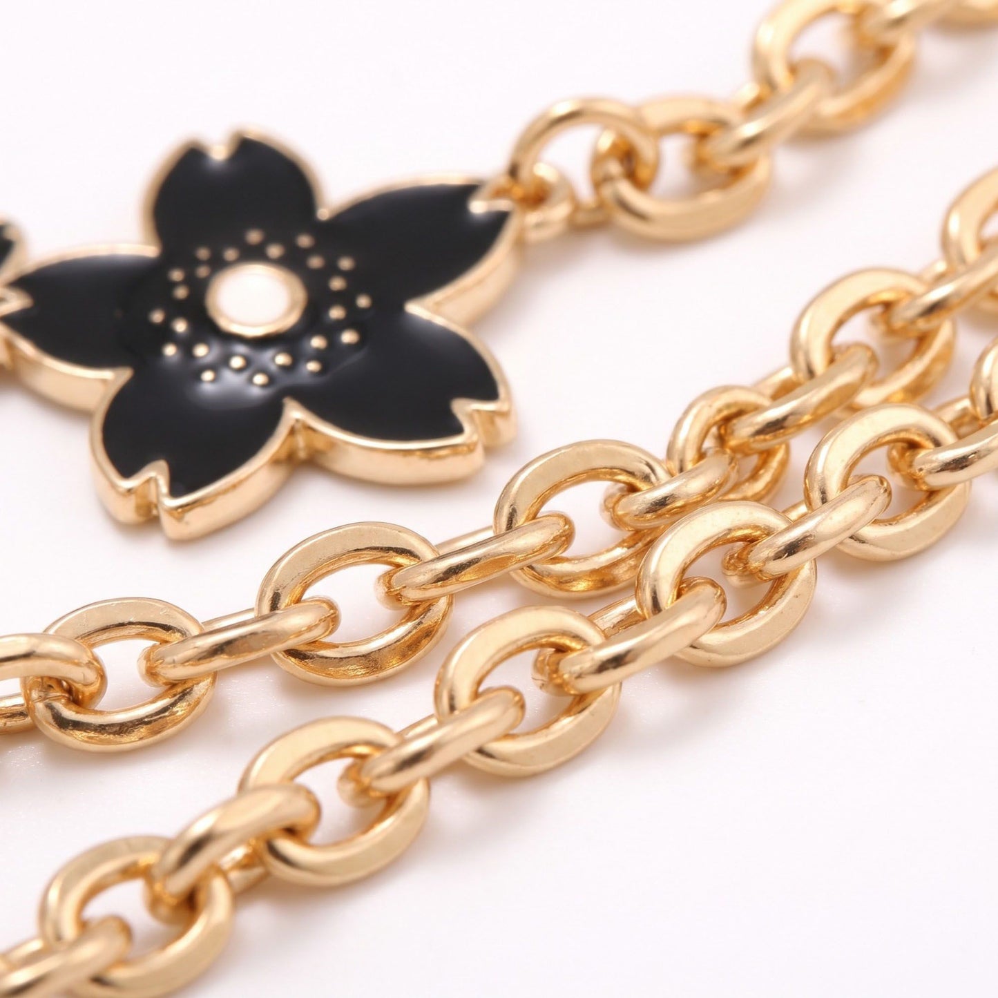 Decorative Floral Chain Bag Strap with Swivel Clasps