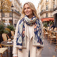 Abstract Geometric Print Oversized Scarf Wrap with Fringe 70.8*25.6 Inches
