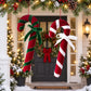 2ct Christmas Candy Cane Hanging Decorations with Bows Red Green and White
