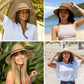 Wide Brim Straw Sun Hat with Chin Strap and Black Cord Detail for Outdoor Protection and Stylish Shade