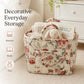 Quilted Floral Storage Caddy with Handles for Vanity Dorm Bathroom and Laundry Room