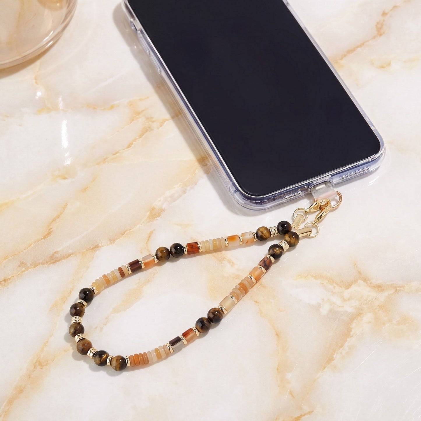 Beaded Phone Wrist Strap with Removable Clasps