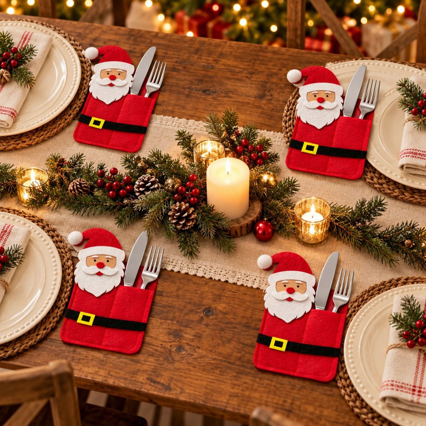 4pk Santa Christmas Silverware Holders