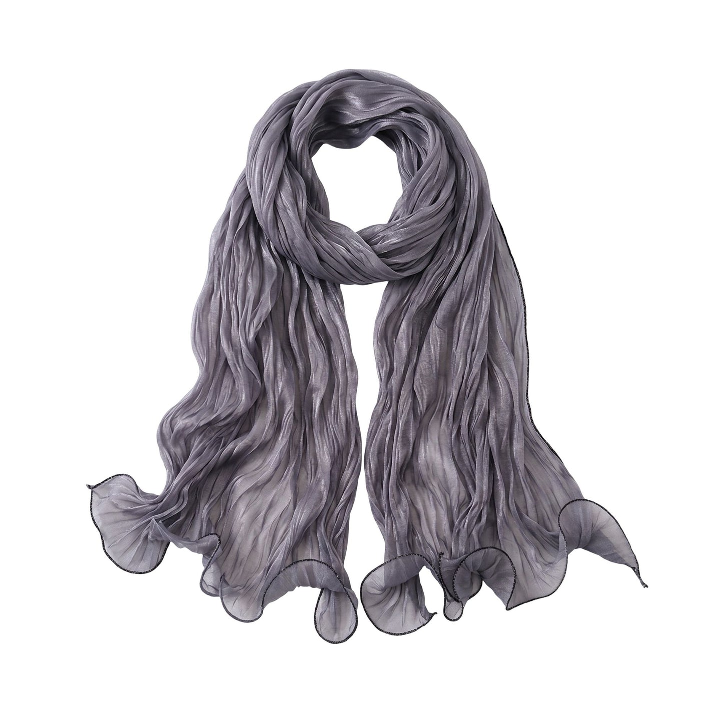 Lightweight Pleated Fashion Scarf Elegant Solid Color Long Wrap Shawl 70.5¡Á31.5 Inches