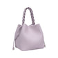 Leather Drawstring Bucket Handbag with Braided Top Handle and Adjustable Crossbody Strap