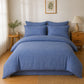 4-Piece Cotton Washed Bedding Set with Duvet Cover Flat Sheet and Pillowcases Textured Woven Finish
