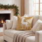 Christmas Reindeer Embroidered Velvet Throw Pillow Cover Gold Holiday Decor