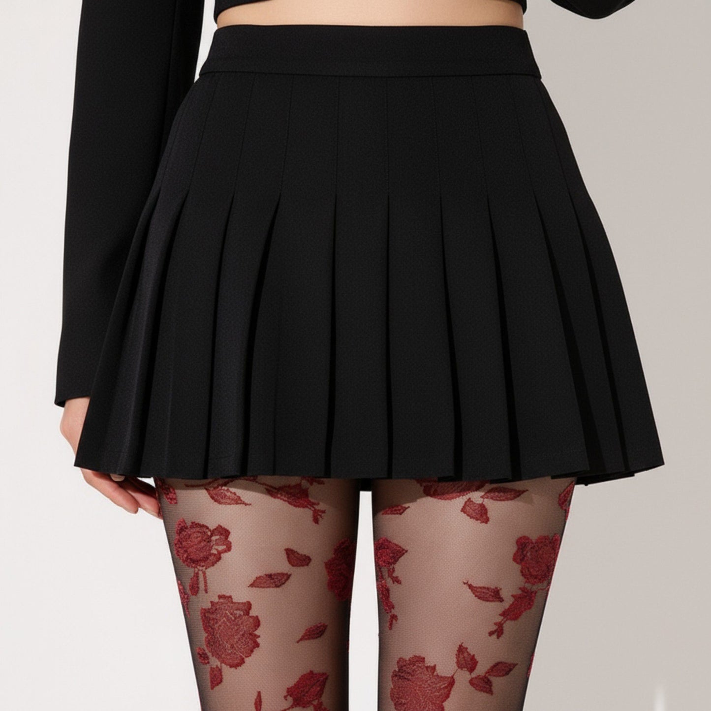 2pcs Women's Sheer Floral Pattern Tights with Bold Rose Motif and Stretch Mesh Design