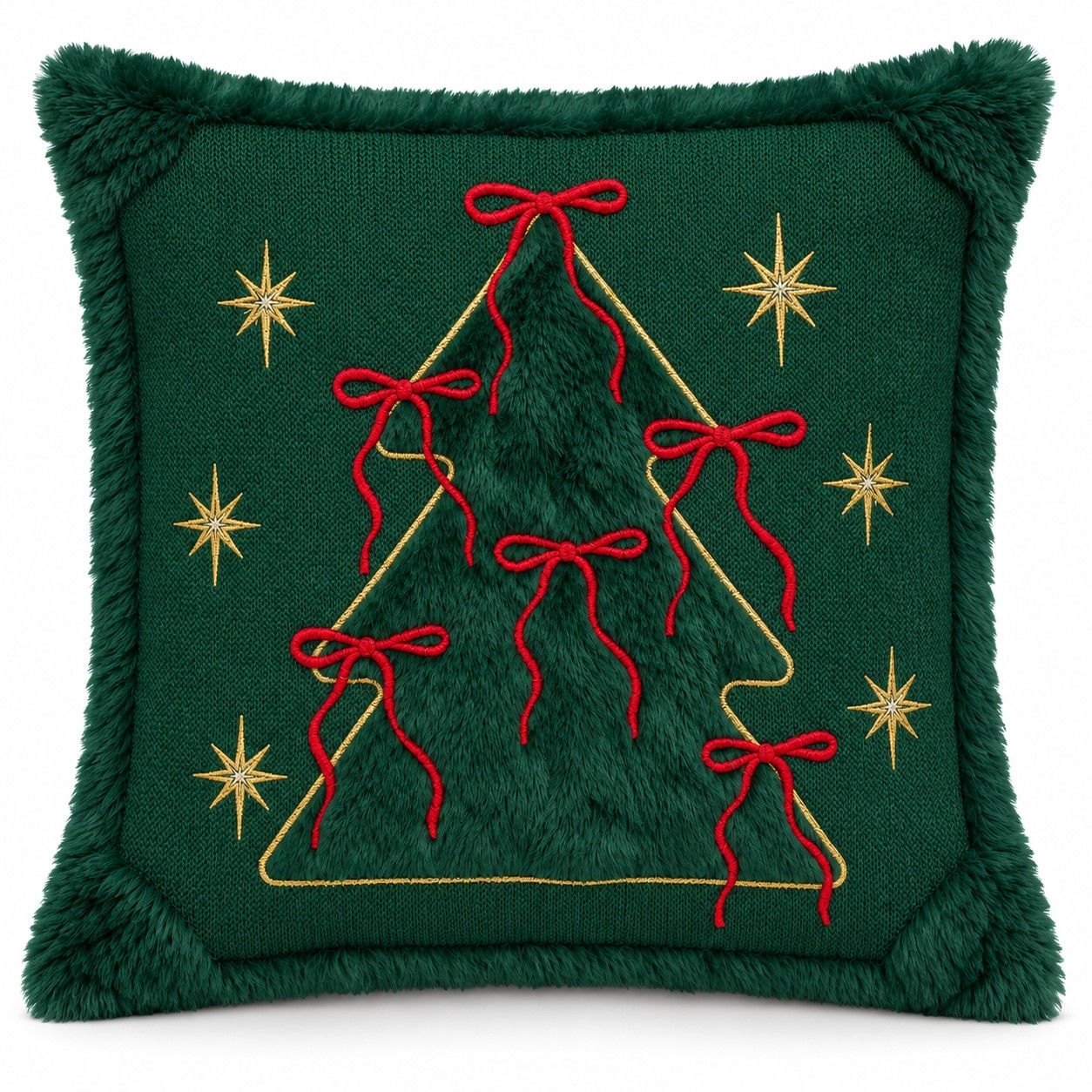 Christmas Embroidered Plush Throw Pillow Cover 18 x 18 Inch 1 Pack