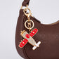 Airplane Rhinestone Keychain Bag Charm with Gold Tone Clasp and Key Ring