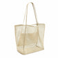 Mesh Tote Bag Large Capacity Lightweight Polyester Shoulder Handbag with Inner Pouch