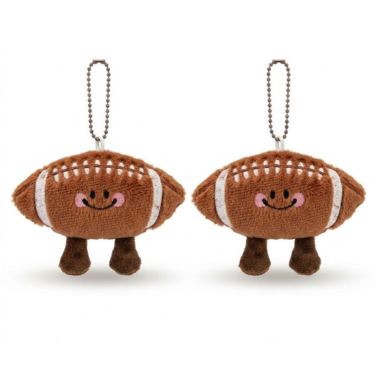 2 Pack Plush Sports Ball Key Chains with Smiley Face Bag Charms