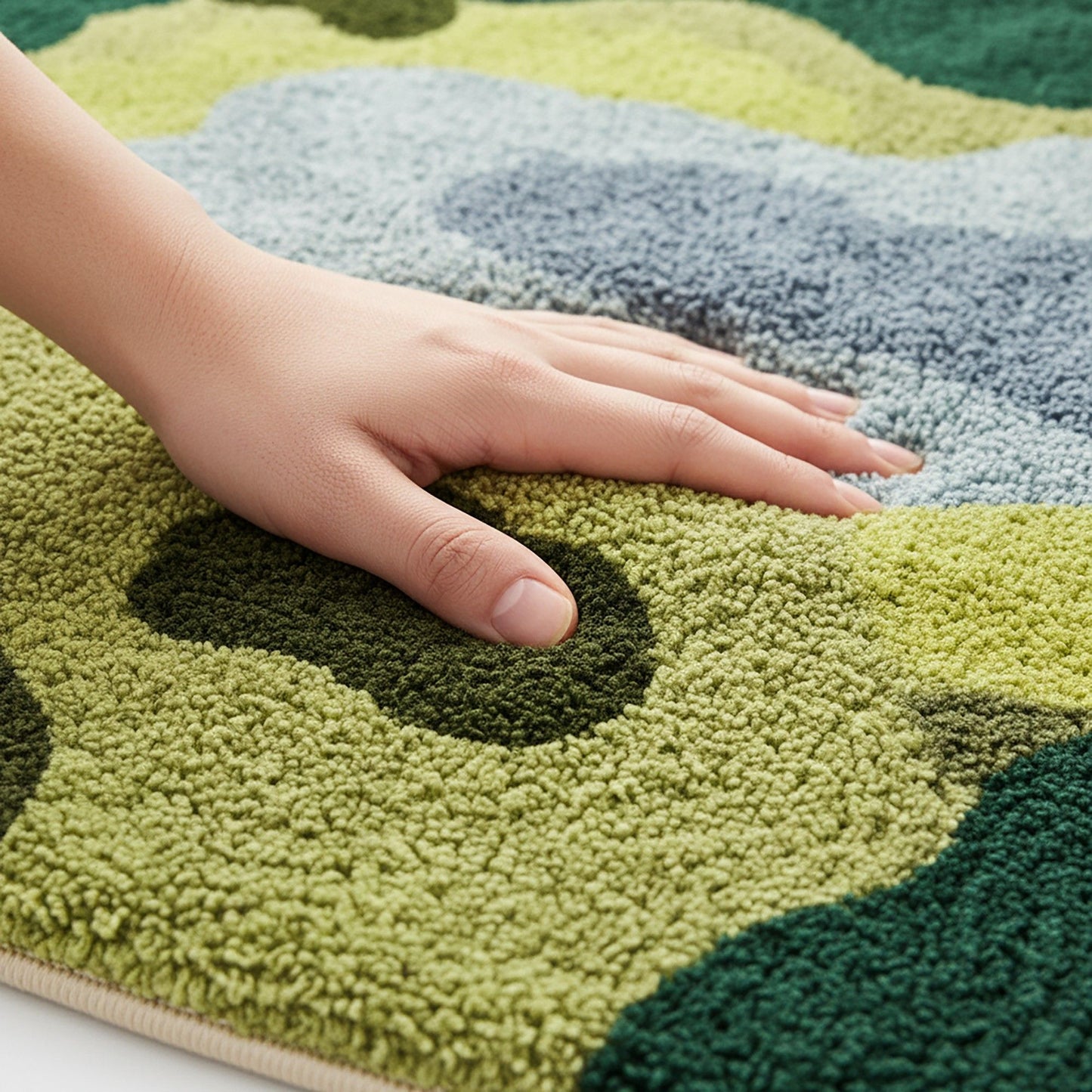 Abstract Tufted Floor Mat Soft Plush Irregular Shape Non Slip Backing Decorative Indoor Rug Modern Pattern