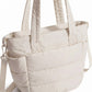 Quilted Puffer Tote Bag with Adjustable Shoulder Strap Multi Pocket Lightweight Carryall Handbag 13x6x10 in