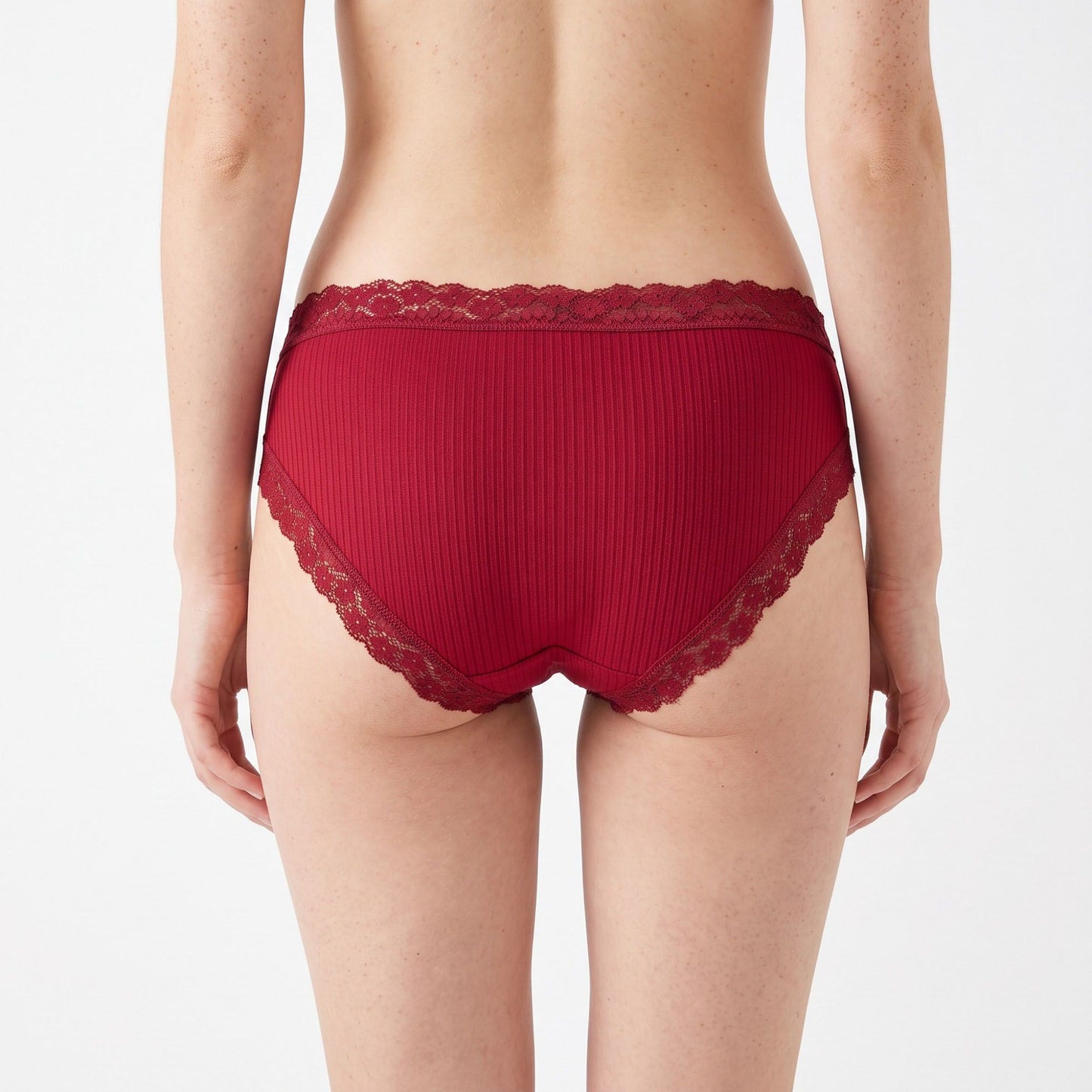 2 Pack Ribbed Floral Lace Bikini Underwear