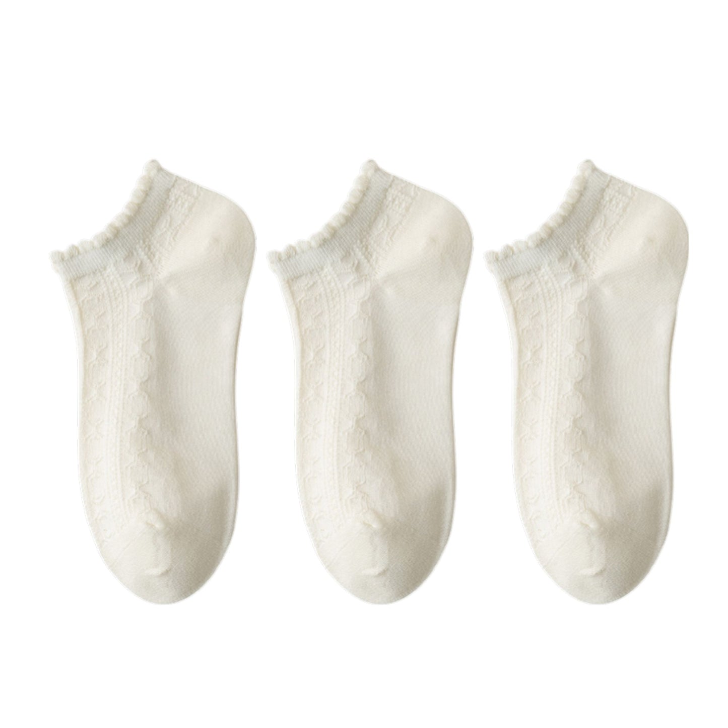 3-Pack Sheer Lace Ice Silk Ankle Socks with Floral Knit Design Lightweight Breathable Style