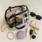 Clear PVC Mini Satchel Bag with Chain Strap and Floral Pearl Charm