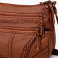 Multi-Pocket Crossbody Bag with Adjustable Strap and Braided Trim