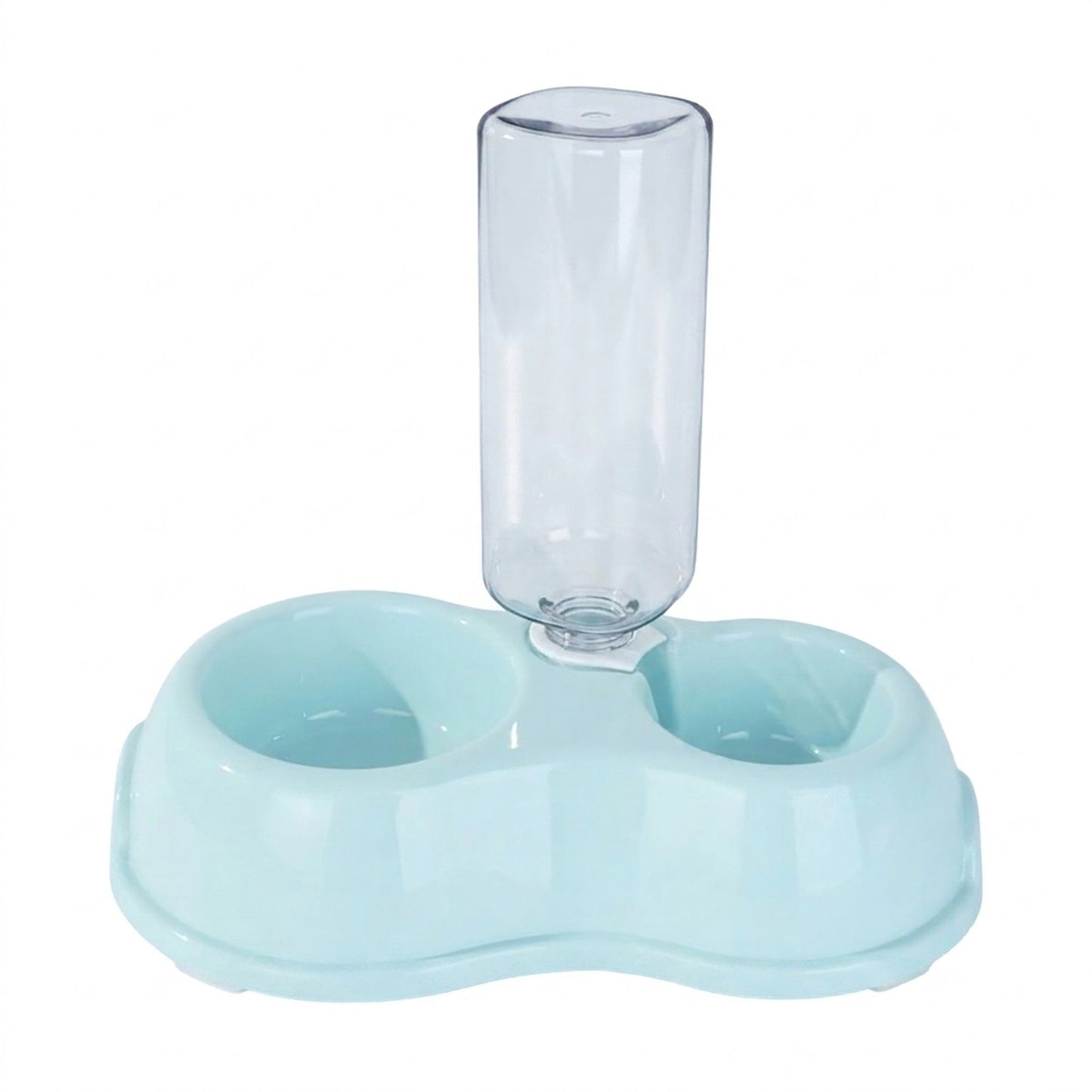 Plastic Double Pet Bowl with Gravity Water Bottle Feeder