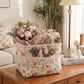 Fabric Storage Basket Quilted Cotton Organizer Bin with Floral Print Decorative Storage