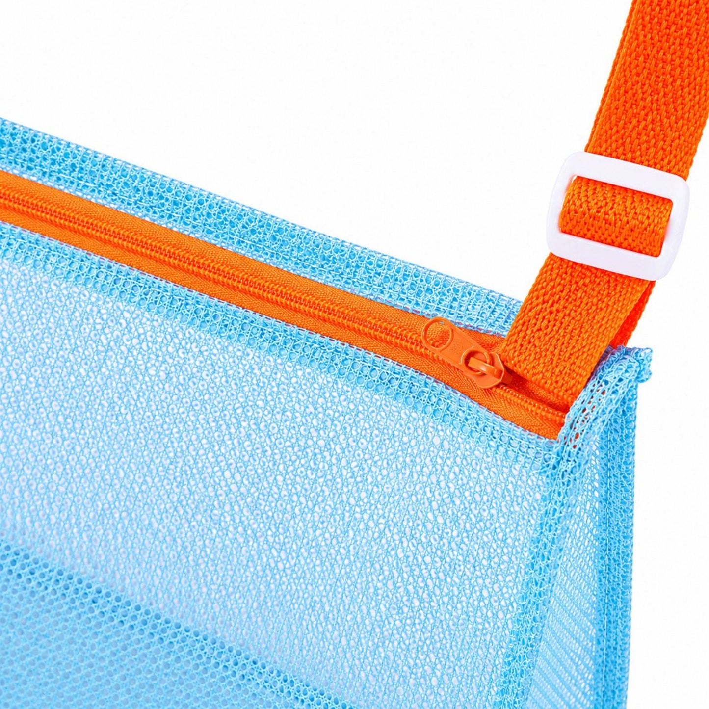 Mesh Beach Shoulder Bag with Adjustable Strap Zip Top Lightweight See Through Tote for Pool Travel