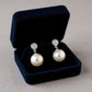 Women's Classic Pearl Drop Earrings with Round Rhinestone Stud Top