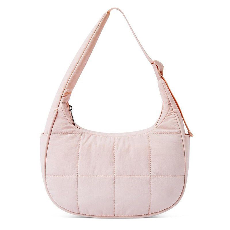 Quilted Nylon Hobo Shoulder Bag with Adjustable Strap and Multiple Pockets
