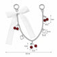 Lace Bow Cherry Bag Chain Charm with Heart Accents and Double Ring Clasps