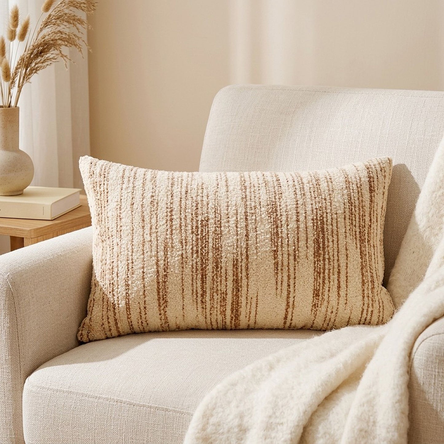 Modern Textured Lumbar Throw Pillow Cover